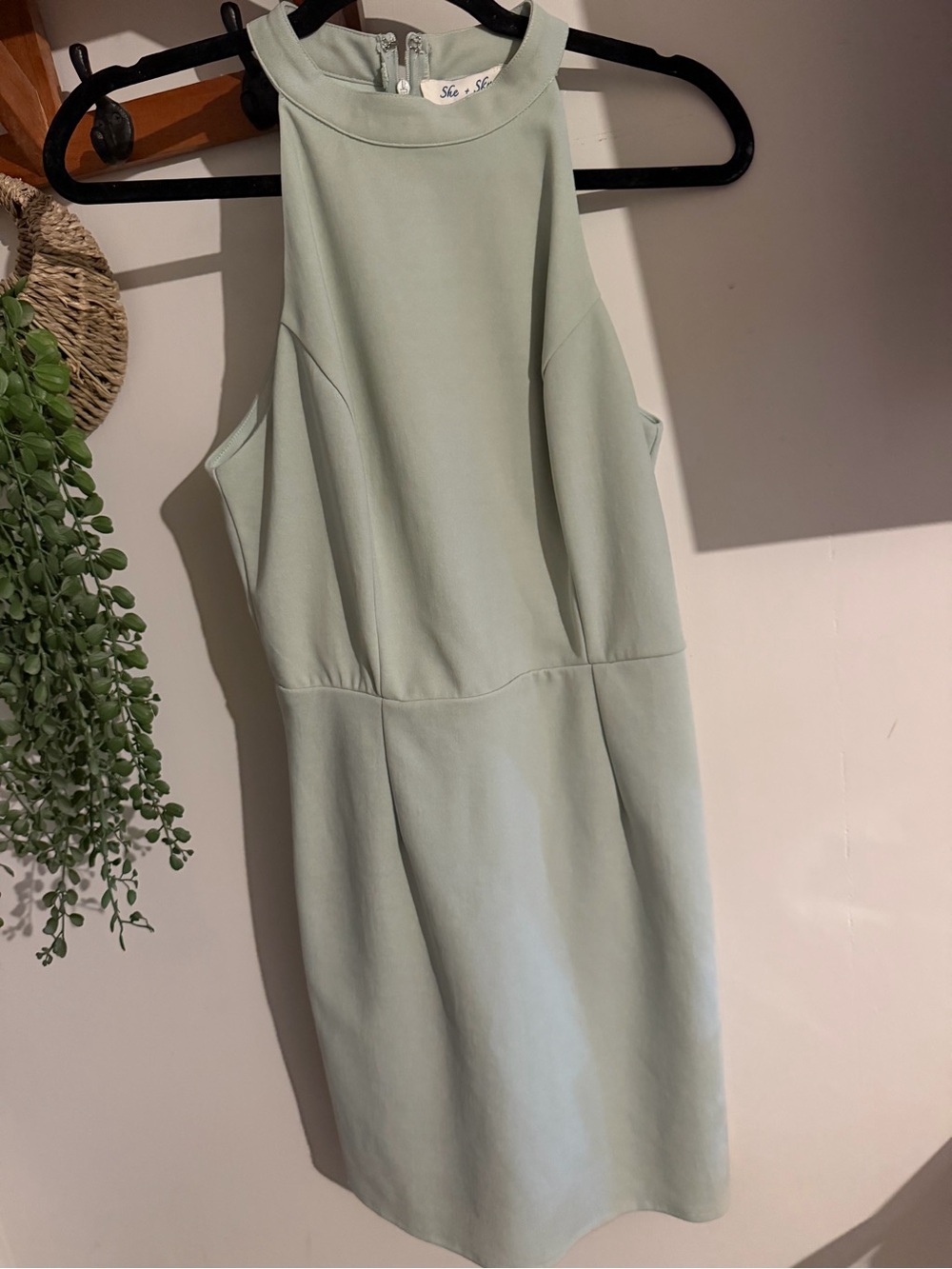 She + Sky Mint Green Halter Mini Dress